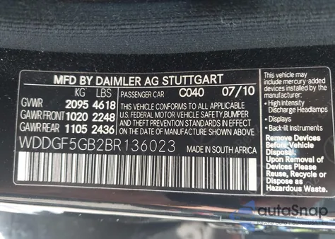 2011 Mercedes-Benz C 350 Sport z USA, uszkodzony, nr VIN WDDGF5GB2BR136023